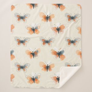 Manta Sherpa Mariposas de Arte de Línea Elegantes
