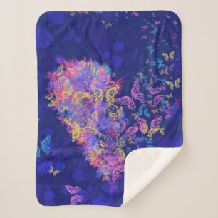 Manta Sherpa Mariposas del corazón Sherpa Blanket