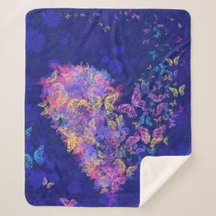 Manta Sherpa Mariposas del corazón Sherpa Blanket