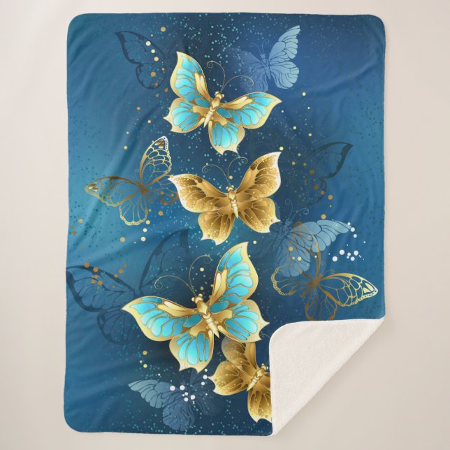 Manta Sherpa Mariposas doradas (Anverso)