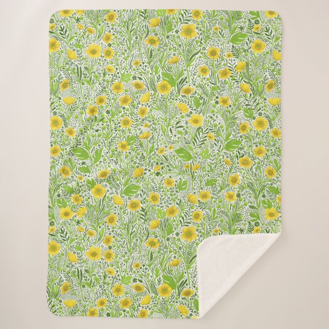 Manta Sherpa Mariposas en blanco (Anverso)