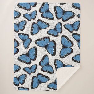 Manta Sherpa Mariposas morfo azules