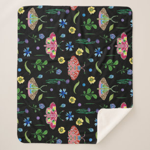 Manta Sherpa Mariposas Multicolor: Patrón brillante sin foco