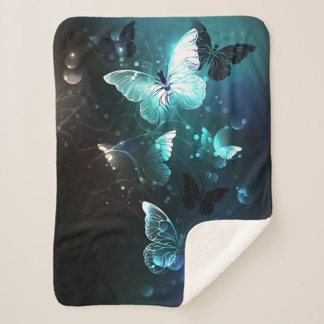 Manta Sherpa Mariposas nocturnas de menta (Anverso)