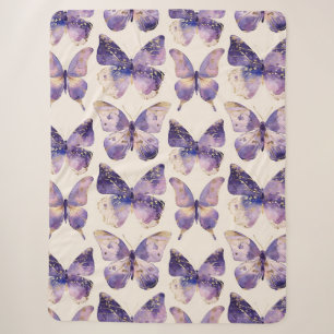 Manta Sherpa Mariposas Purple Gold