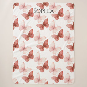 Manta Sherpa Mariposas Rosadas Rojas