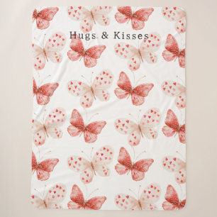 Manta Sherpa Mariposas Rosadas Rojo Besos Abrazos
