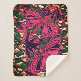 Manta Sherpa Mariposas rosas