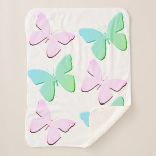 Manta Sherpa Mariposas rosas y verdes Sherpa Blanket (pequeña)