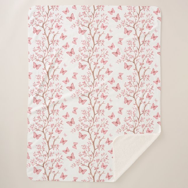 Manta Sherpa Mariposas Y Balcón Del Sherpa Botánico (Anverso)