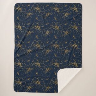 Manta Sherpa Marisma y Sherpa floral de oro