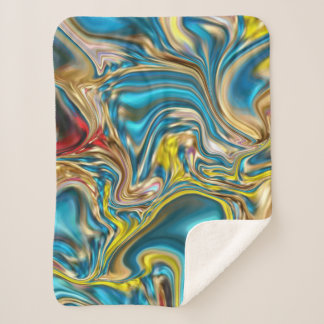 Manta Sherpa mármol abstracto giratorio amarillo azul turquesa 