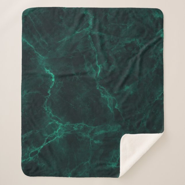 Manta Sherpa Mármol verde oscuro, textura perfecta. (Anverso)