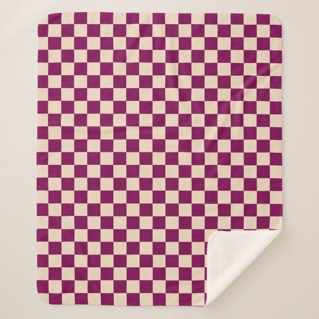 Manta Sherpa Maroon and beige checkerboard pattern (Anverso)