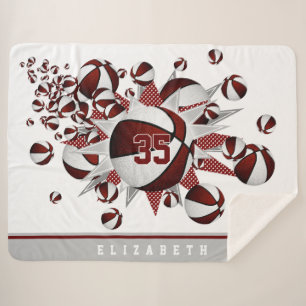 Manta Sherpa maroon white chicas sala deportiva baloncesto estr