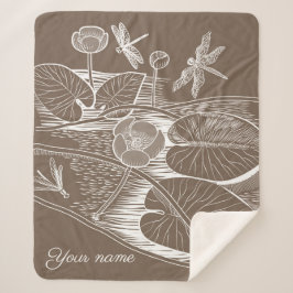 Manta Sherpa Marrón gráfico de lirios de agua