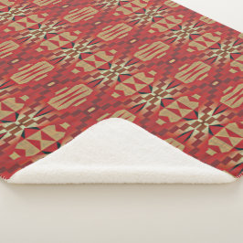 Manta Sherpa Marrón oscuro rojo Tan beige Naranja arte tribal