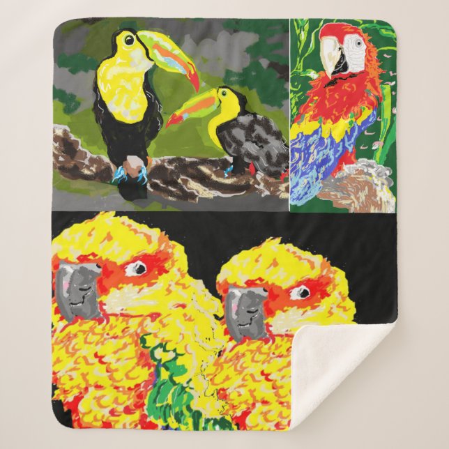 Manta Sherpa Masa : Aves tropicales (Anverso)