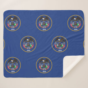 Manta Sherpa Masa del Sherpa Patriótico con bandera de Utah