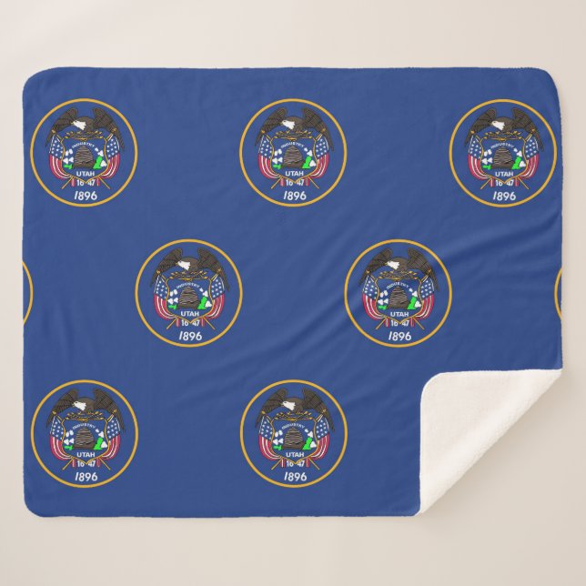 Manta Sherpa Masa del Sherpa Patriótico con bandera de Utah (Anverso (horizontal))