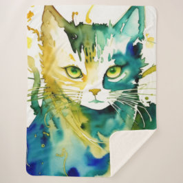 Manta Sherpa Masa Sherpa Green Cat