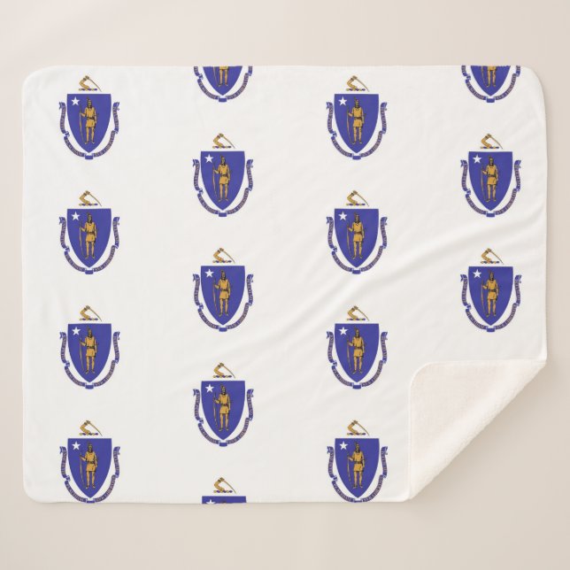 Manta Sherpa Masa Sherpa Patriótica con bandera de Massachusett (Anverso (horizontal))