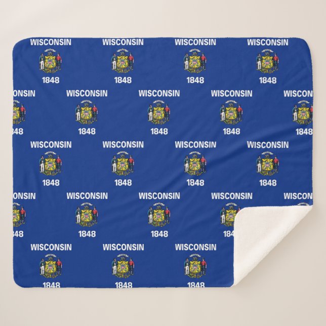 Manta Sherpa Masa Sherpa Patriótica con bandera de Wisconsin (Anverso (horizontal))
