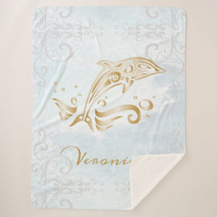 Manta Sherpa Masa Sherpa Personalizada para Delfines de Oro