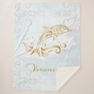 Manta Sherpa Masa Sherpa Personalizada para Delfines de Oro