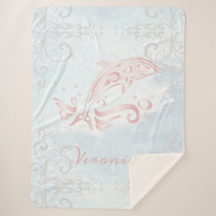 Manta Sherpa Masa Sherpa Personalizada para Delfines Rosa