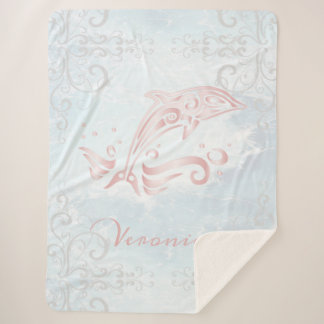 Manta Sherpa Masa Sherpa Personalizada para Delfines Rosa