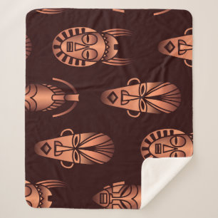 Manta Sherpa Mascarillas étnicas africanas, fondo oscuro