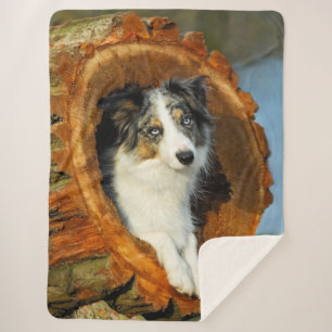 Manta Sherpa Mascota fotográfico de cabeza de perro de color az