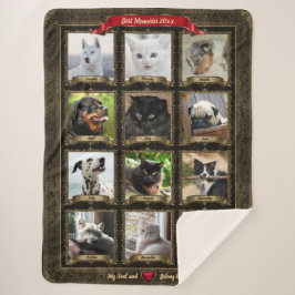Manta Sherpa Mascota Keepsake, foto vintage de 12 meses - grand