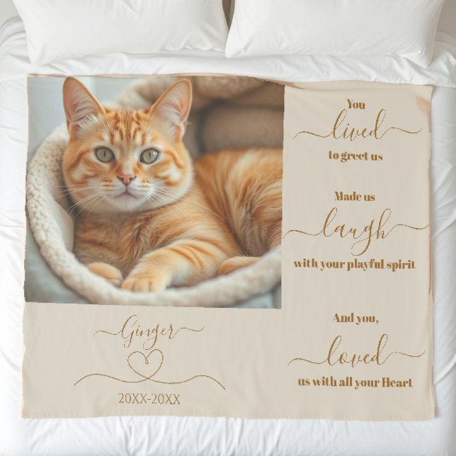 Manta Sherpa Mascota Memorial Foto Sherpa Blanket (Pet Memorial Sherpa Blanket Cat)