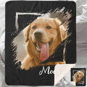 Manta Sherpa Mascota personalizado Foto y nombre Sherpa Fleece 