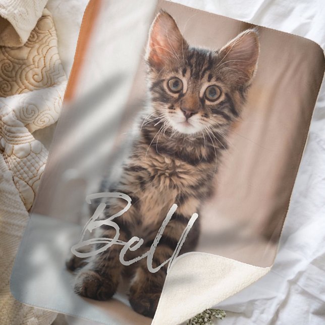 Manta Sherpa Mascota personalizado Nombre tipografía y fotograf (Subido por el creador)