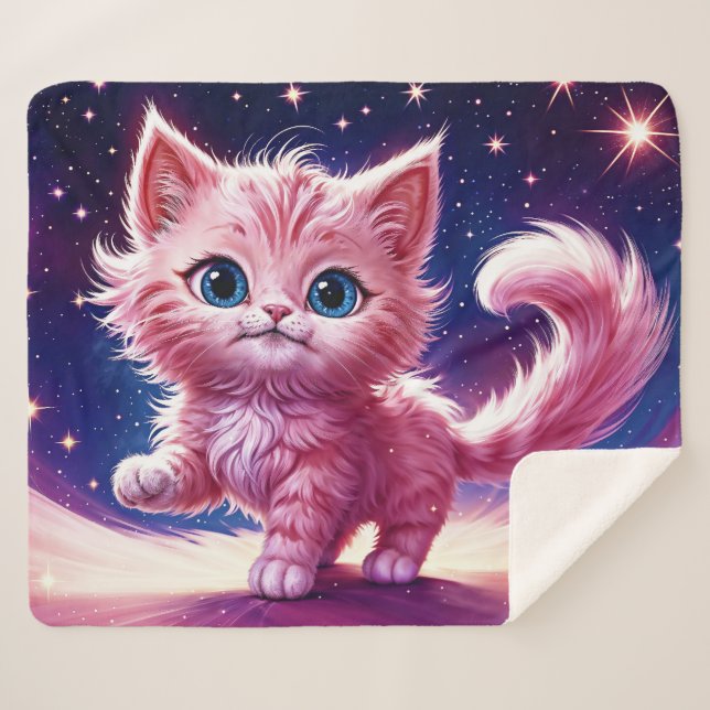 Manta Sherpa Mascotas de gatitos rosados de ensueño diseño únic (Anverso (horizontal))