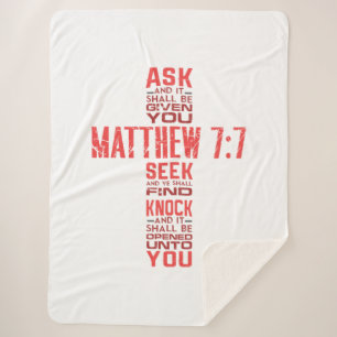 Manta Sherpa Mateo 7:7 Biblia Verse Cross Sherpa Blanket