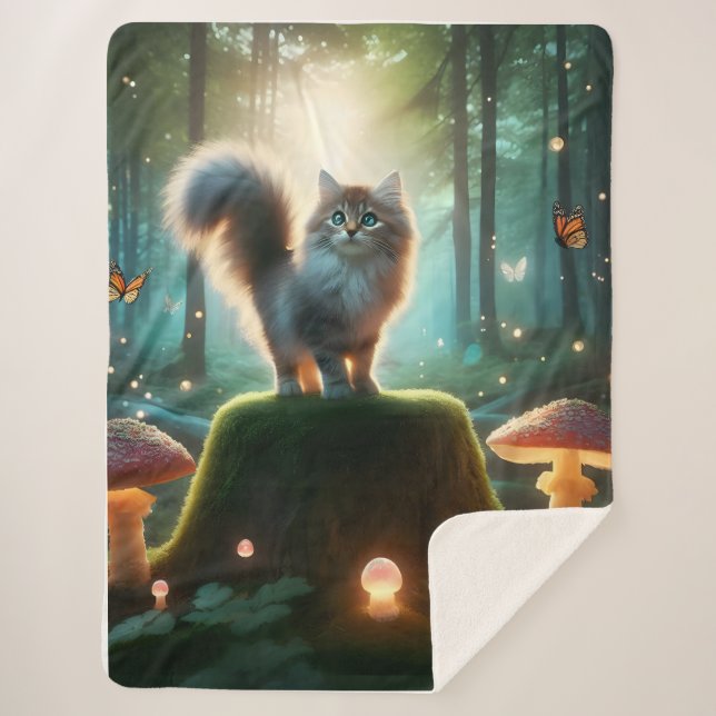Manta Sherpa Matrícula de Gato de Magic Forest (Anverso)