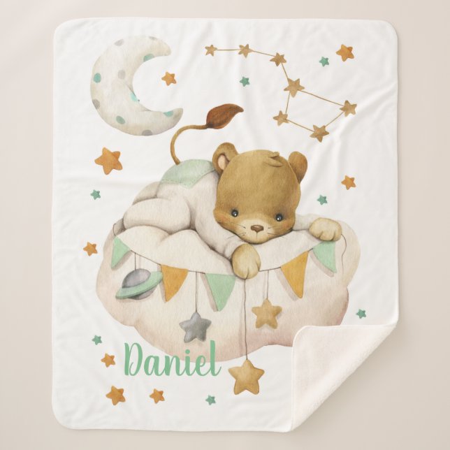 Manta Sherpa Matrícula de león espacial Sherpa Blanket (Anverso)