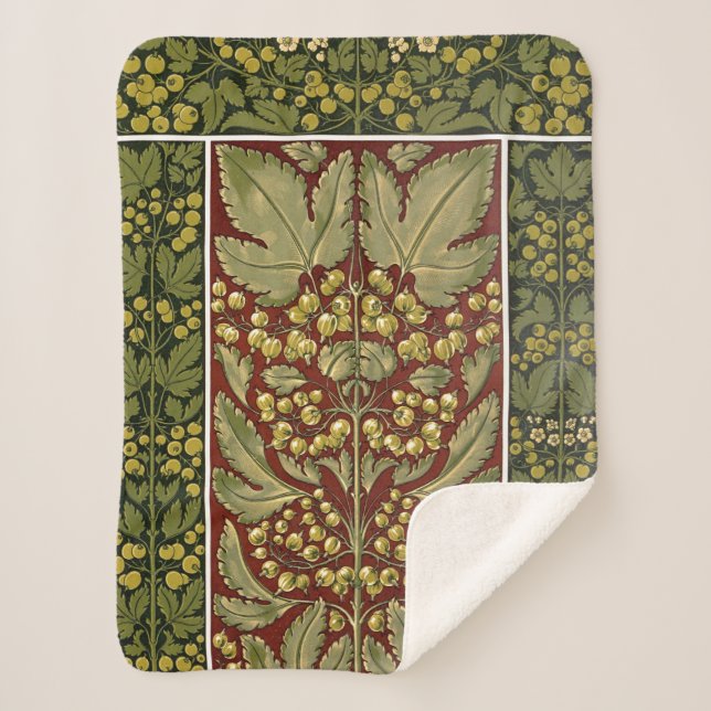 Manta Sherpa Matrícula de patrón de hoja antigua Sherpa Blanket (Anverso)