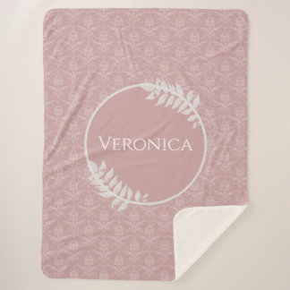 Manta Sherpa Matrícula elegante rosa Damask personalizada Sherp