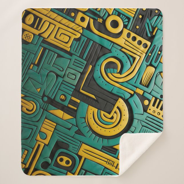 Manta Sherpa Matriz de Esmeraldas de Ankara Africana (Anverso)