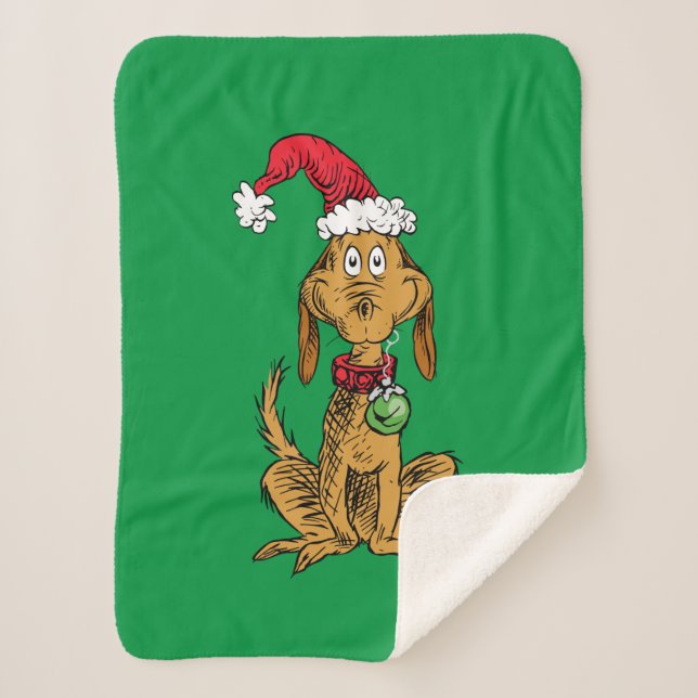 Manta Sherpa Max el perro con sombrero de Santa (Anverso)