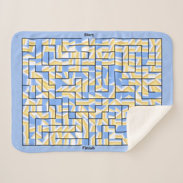 Manta Sherpa Maze azul y amarillo (Anverso (horizontal))