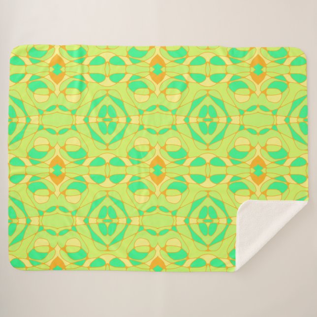 Manta Sherpa Mazipoodles Neuro Art Green Yellow Naranja