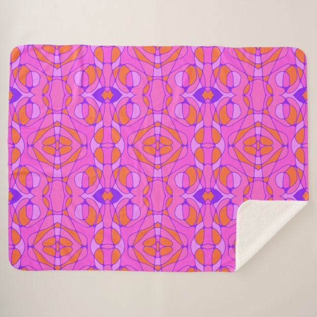 Manta Sherpa Mazipoodles Neuro Art Naranja Rosa Morado (Anverso (horizontal))