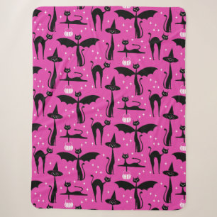 Manta Sherpa MCM Halloween Vestir gatos Minimalistas rosados
