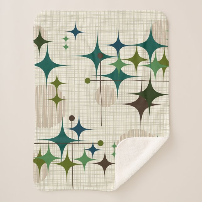 Manta Sherpa Mediados de siglo Starbursts moderno y globos (Anverso)